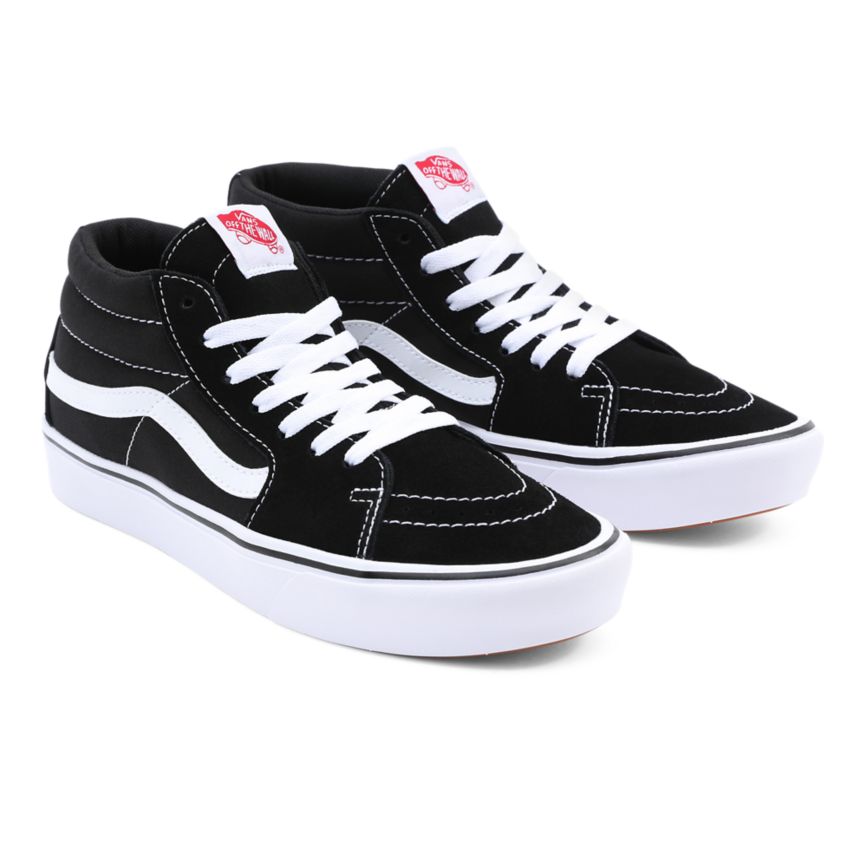 Vans Classic ComfyCush Sk8-Mid Dam Svarta/Vita - Vans Mid Top Skor Outlet Sverige (RLYKU7943)